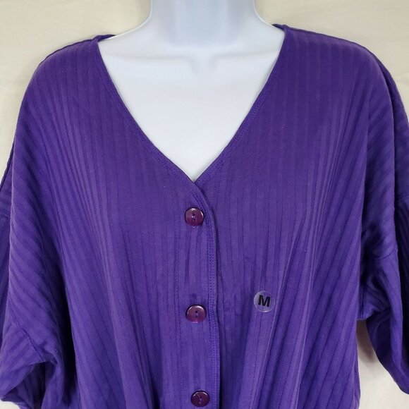 Lerner New York Women's Purple V- Neck Button Front Top Size M NWT - Picture 2 of 10